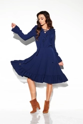 Sukienka rozkloszowana z falbanami w stylu boho granatowa 