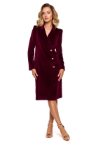 Sukienka marynarka welurowa z guzikami czerwona sukienka żakietowa