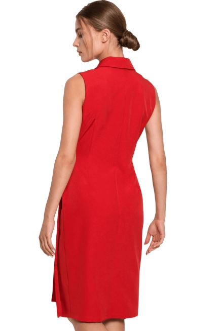 Sukienka marynarka na lato bez rękawów asymetryczna żakietowa czerwona