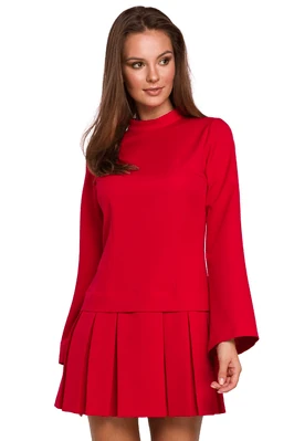 Elegancka sukienka mini z kontrafałdami czerwona