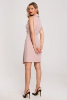 Sukienka żakietowa ołówkowa kopertowa mini bez rękawów róż