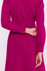 Elegancka sukienka rozkloszowana z paskiem fioletowa