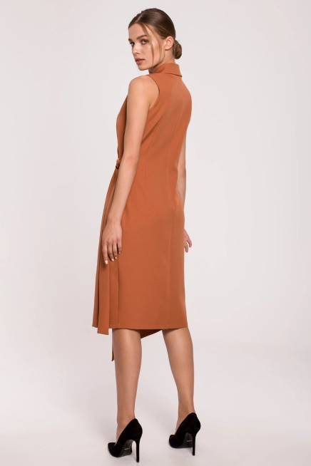 Sukienka marynarka na lato bez rękawów żakietowa brązowa