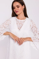Zjawiskowa sukienka koronkowa trapezowa w kolorze ecru