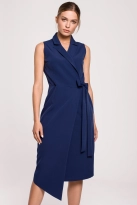 Sukienka marynarka na lato bez rękawów asymetryczna żakietowa granat