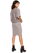 Sukienka dzianinowa ołówkowa ze zbluzowaną górą szara na co dzień