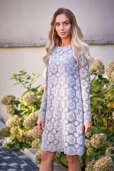 Sukienka na wesele koronkowa trapezowa midi szara