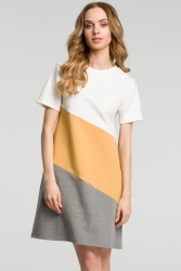 Sukienka trapezowa bawełniana w paski krótki rękaw