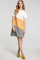 Sukienka sportowa trapezowa bawełniana w paski midi na co dzień