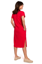 Sukienka koszulowa szmizjerka z kołnierzykiem czerwona bawełna
