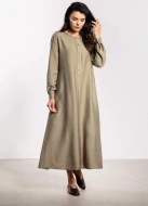 Elegancka sukienka rozkloszowana z długim rękawem zielona