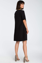 Lniana sukienka na lato bombka oversize z kieszeniami czarna