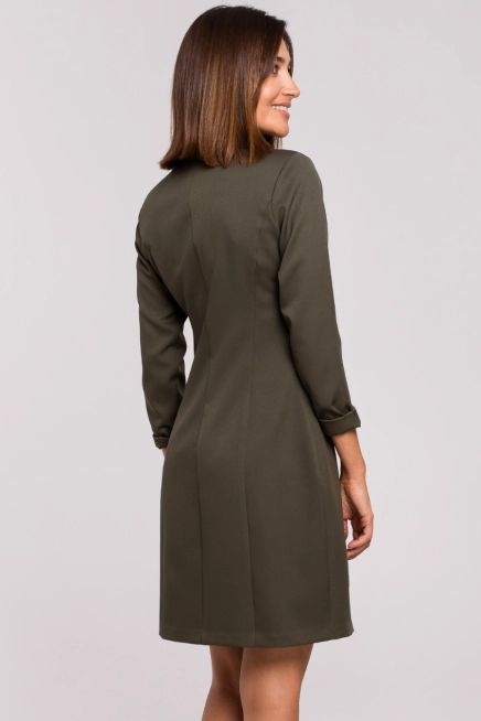 Elegancka sukienka marynarka biznesowa do pracy khaki