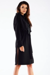 Bluzowa sukienka z kapturem bawełna premium czarna