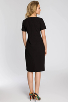 Sukienka elegancka z marszczeniami taliowana czarna