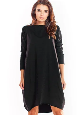 Bawełniana sukienka oversize z długim rękawem czarna