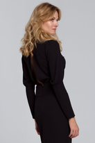 Elegancka sukienka z odkrytymi plecami czarna z rozcięciem