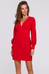 Elegancka sukienka mini z głębokim dekoltem V czerwona