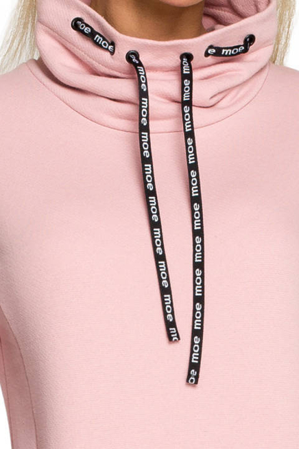 Sukienka sportowa z dzianiny bawełnianej z kołnierzem różowa