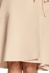 Sukienka trapezowa kopertowa z paskiem i kieszeniami beżowa