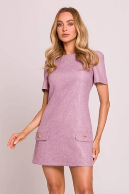 Elegancka sukienka trapezowa mini wrzos