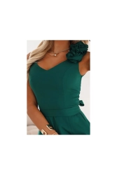 Długa suknia wieczorowa i na wesele rozkloszowana zielona