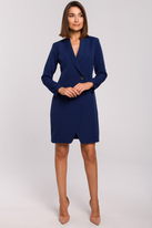 Elegancka sukienka marynarka biznesowa z kołnierzem do pracy granatowa