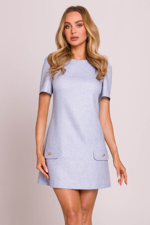 Elegancka sukienka trapezowa mini niebieska