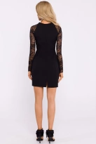 Sukienka wieczorowa mini z koronkowymi rękawami czarna