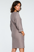 Ciepła dzianinowa sukienka z kieszeniami sportowy styl szara bawełna