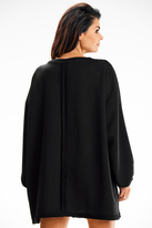 Bluza damska oversize długa z kieszenią kangurka czarna