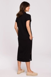 Sukienka koszulowa szmizjerka z kołnierzykiem czarna bawełna