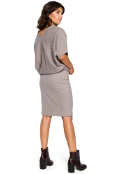 Sukienka dzianinowa ołówkowa ze zbluzowaną górą szara