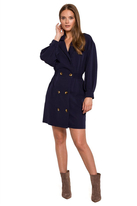 Elegancka sukienka żakietowa dwurzędowa granatowa mini