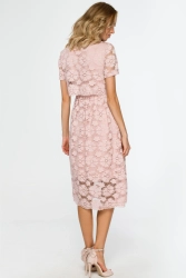 Sukienka na wesele koronkowa rozkloszowana pudrowy róż