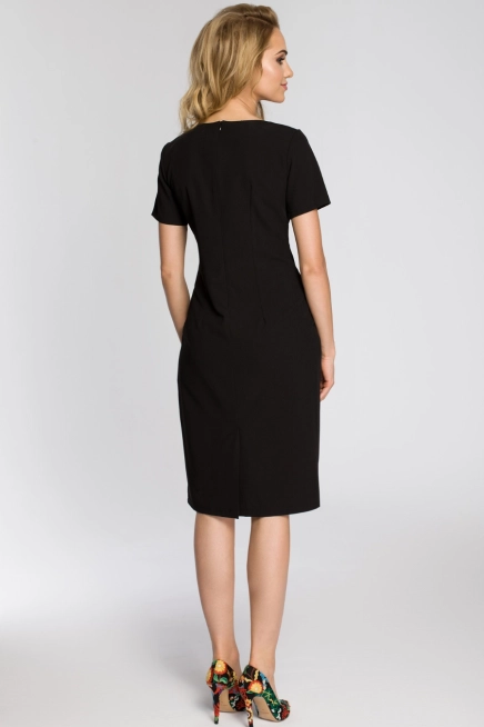 Sukienka elegancka z marszczeniami taliowana czarna