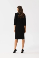 Elegancka sukienka ołówkowa z rozcięciem czarna