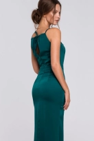 Długa sukienka wieczorowa na wesele błyszcząca halter neck zielona