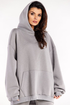 Bluza oversize z kapturem bawełniana szara
