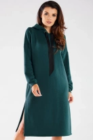 Bluzowa sukienka z kapturem bawełna premium zielona