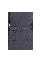 Elegancka sukienka mini z dekoltem V i paskiem szara