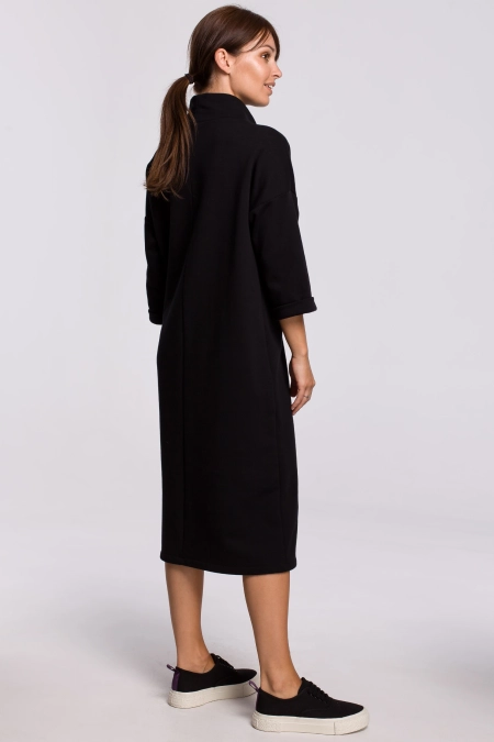 Ciepła sukienka oversize czarna bawełniana dzianina