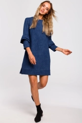 Bawełniana sukienka trapezowa melanżowa granatowa