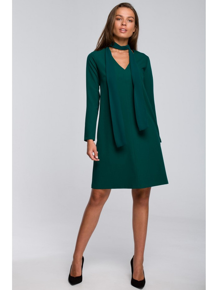 S233 Sukienka z szyfonowym szalem - zielona