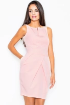 Elegancka sukienka tulipan z efektownymi zakładkami różowa