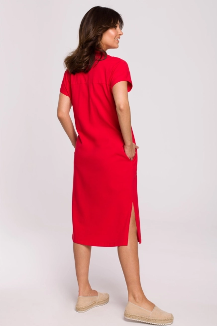 Sukienka koszulowa szmizjerka bawełniana czerwona