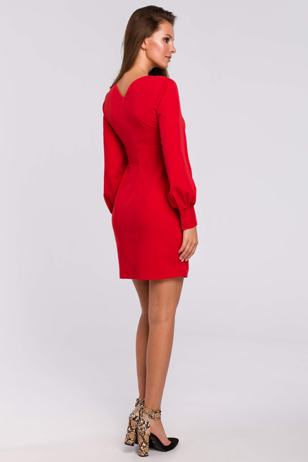 Elegancka sukienka mini z głębokim dekoltem V czerwona