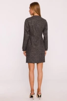 Elegancka sukienka tweedowa trapezowa kopertowa czarna