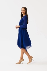 Elegancka zwiewna sukienka szyfonowa wizytowa chaber