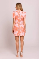 Elegancka sukienka ołówkowa mini w kwiaty pomarańczowa